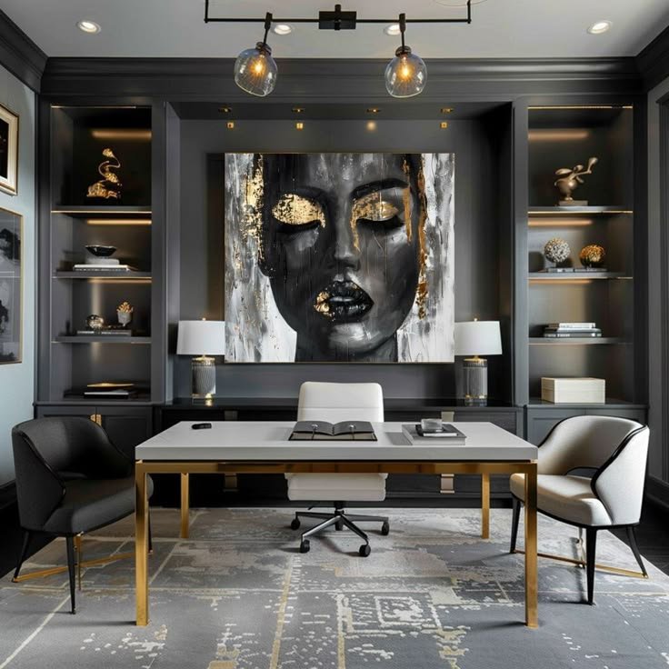 Black White and Gold Office Decor Ideas