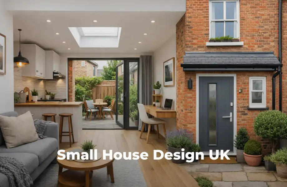 small house design UK modern compact British home interior with open plan layout